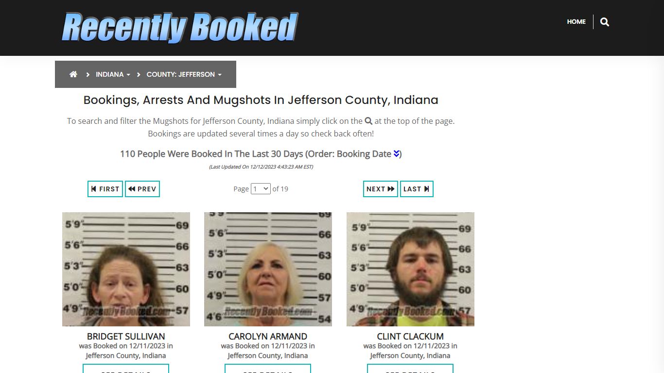 Recent bookings, Arrests, Mugshots in Jefferson County, Indiana