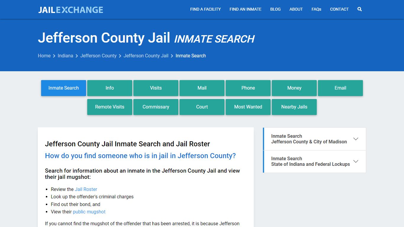 Inmate Search: Roster & Mugshots - Jefferson County Jail, IN